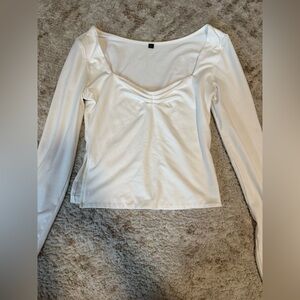 White cropped long sleeve with front sinch